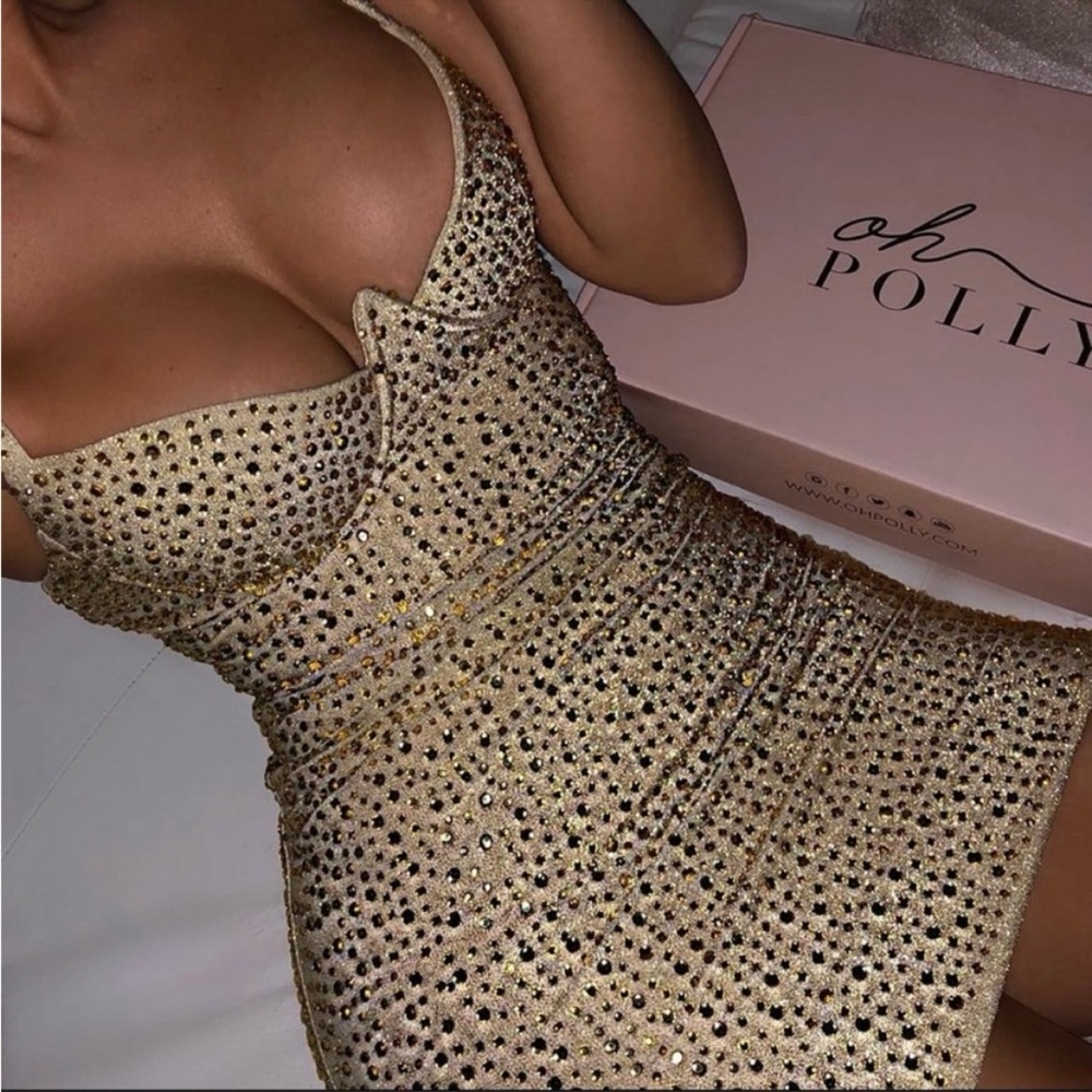 Oh Polly Gold Sequin Mini Dress